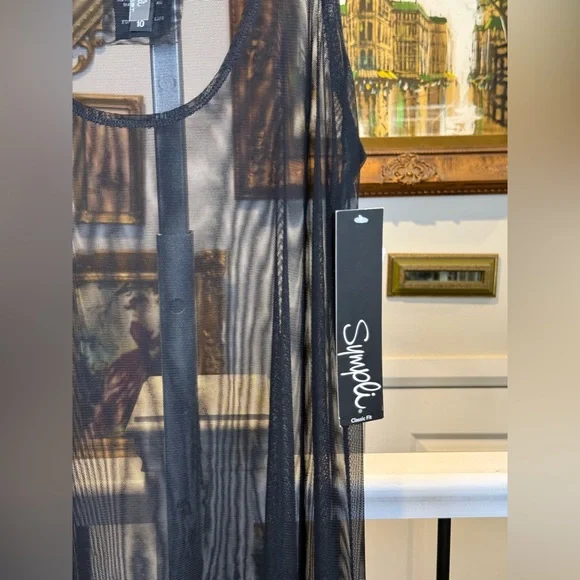 Sympli Black Mesh Overlay Tank Tunic Dress - White House Design - Picture 2 of 14